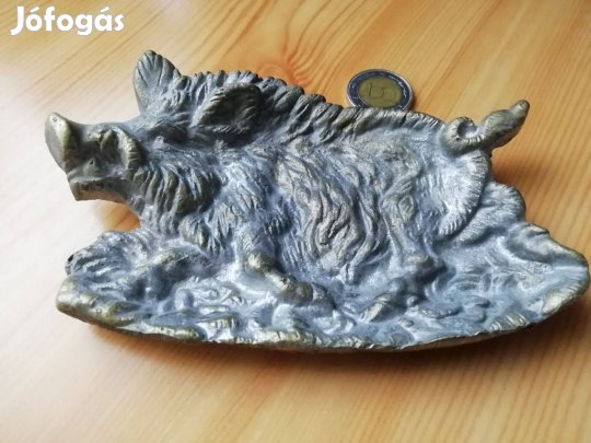 Réz Vadász dísztárgy "Vaddisznó" régi asztali szép db