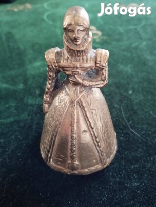 Réz cseléd-inashívó csengő, dekoratív női figura