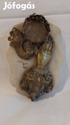 Réz kéz antik kalamáris, tintatartó