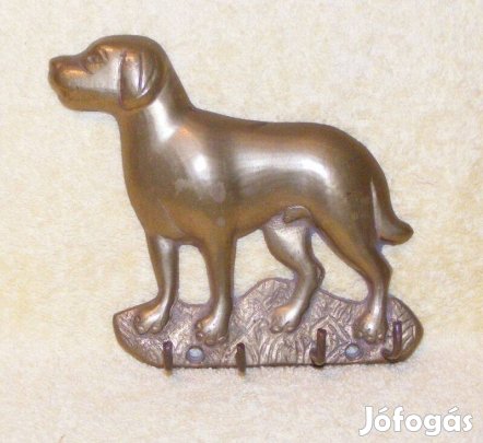 Réz kutya fali kulcstartó, akasztó