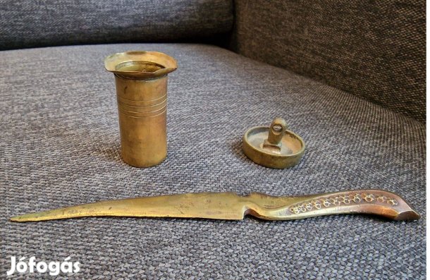 Réz levélbontó, réz kád dugó és réz hamuzó egyben eladó