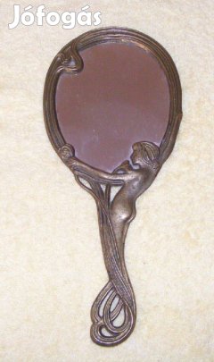 Réz női alakos kézi tükör
