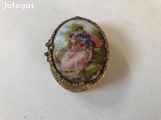 Réz szelence porcelán képpel