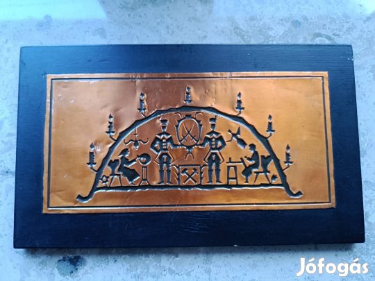 Rézdomborításos Falikép - Hagyományos Bányász Schwibbogen Motívummal