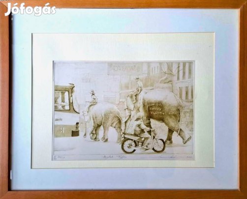 Rézkarc Bangkok traffic (43×53 cm, keretezve)