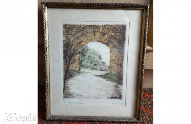 Rézkarc "Nógrádi vár kapuja" (Dimits Sándor)