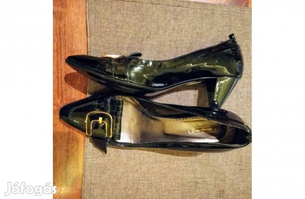 Rialto olasz női fekete lakkbőr elegáns, minőségi cipő 39-es