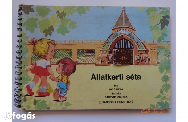 Rigó Béla: Állatkerti Séta - kemény lapos mesekönyv - ritka (1986)