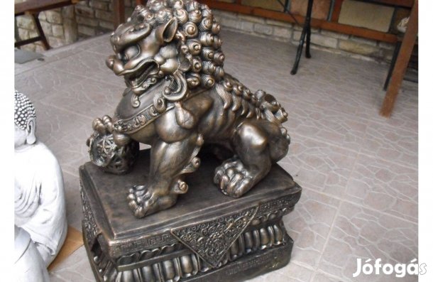 Ritka Bronz ozott Foo oroszlán kutya szobor Japán kertépítő kő