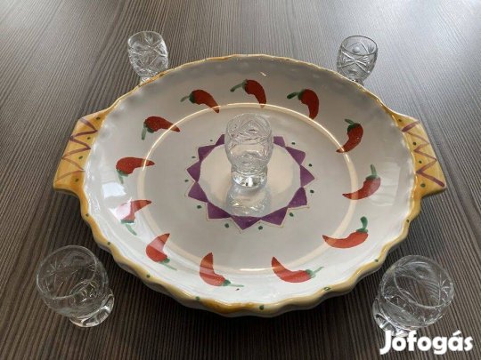 Ritka Mesa International dekoratív kézzel festett kerámia tál