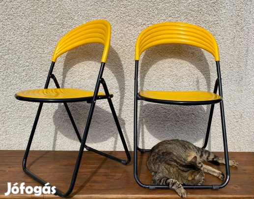 Ritka Olasz Retro Space Age Patented Designer Sárga Összehajtható szék