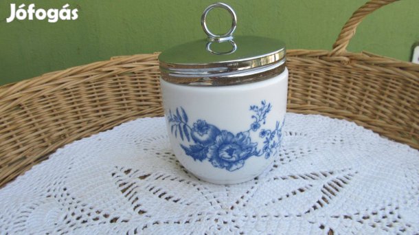 Ritka Royal Worcester King méretű 'Rhapsody' kékvirágos tojásfőző