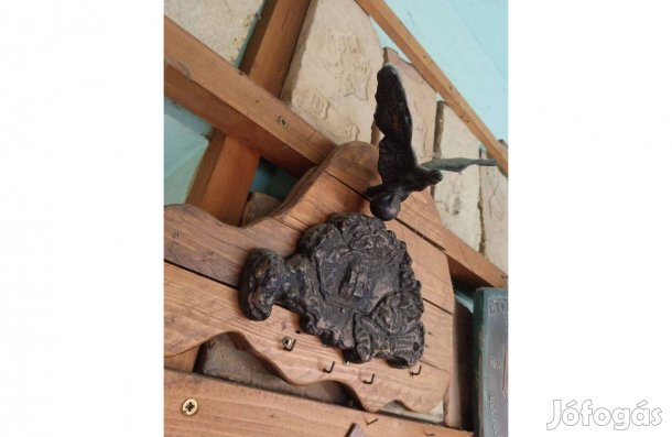 Ritka Turul Magyar címer sas Egyedi Kulcstartó Fém Öntvény és fa