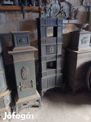 Ritka Vaskályha Magyar szent koronás öntöttvas kályha címer rel