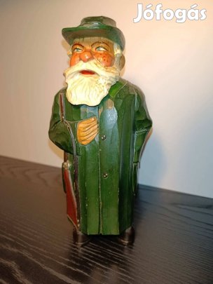 Ritka! Osztrák Jäger vadász faragott fa üveg kiöntő Fekete Erdei folk