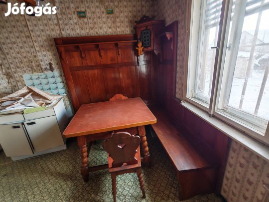 Ritka, komplett Stájer antik tömörfa étkezőgarnitúra