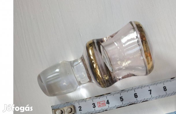 Ritka, különleges, arany szegélyű, átlátszó, csiszolt üvegdugó
