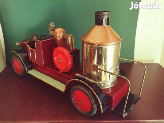 Ritka, tömör, 1920-as évekbeli eredeti Gbn Bing tűzoltóautó bádogjáték