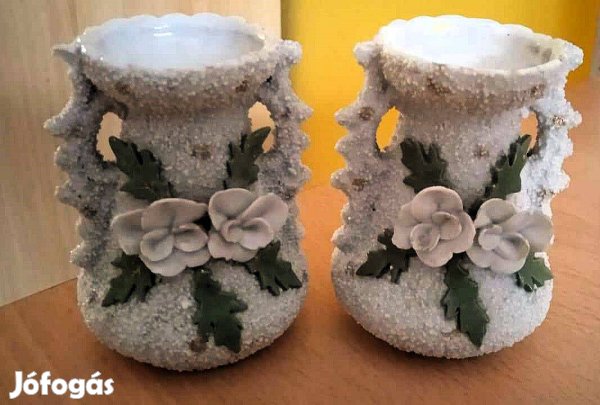 Ritka antik kis majolika homokmázas vázák