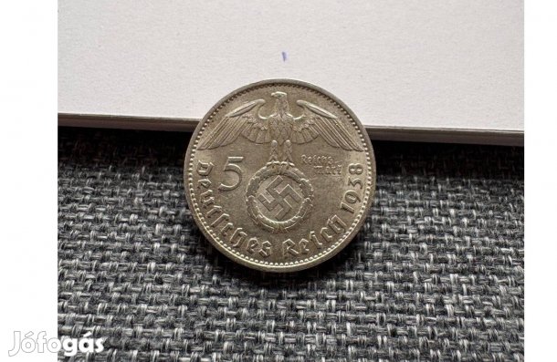 Ritka birodalmi ezüst 5 márka Reichsmark - 1938 E (#2)