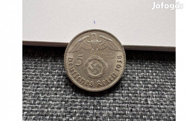 Ritka birodalmi ezüst 5 márka (Reichsmark) - 1938 E (#1)