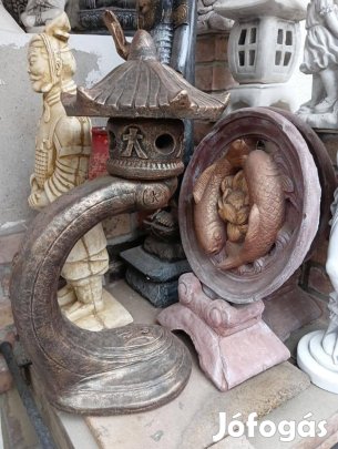 Ritka bronz ozott Japán kerti pagoda lámpa Fagyálló műkő Nem beton !