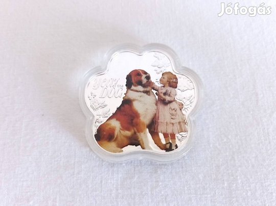 Ritka ezüst érme bernáthegyi kutya motívummal, Niue, 2018