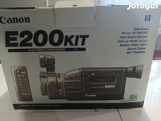 Ritka gyűjtői Canon E200 8mm videokamera szett - Eredeti dobozában!