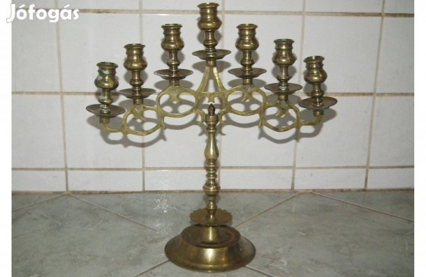 Ritka pazar fajsúlyos hétágú réz gyertyatartó