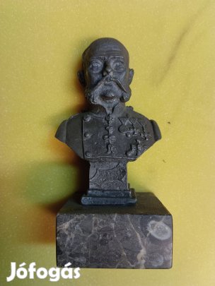 Ritkaság. Ferenc József mellszobor Eredeti Antik Fém Spiater ón szobor