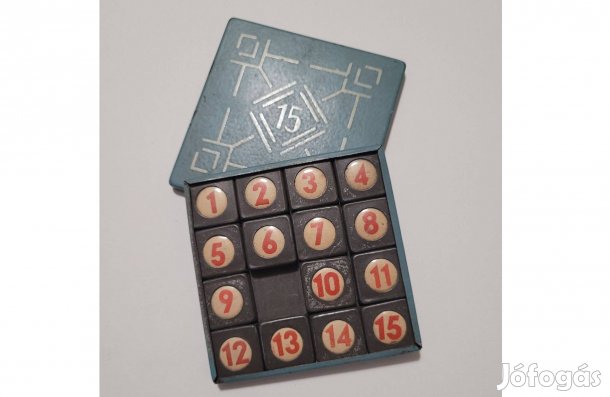 Ritkaság! Számkirakós Tili-toli játék '60-as évek, fém, hiánytalan