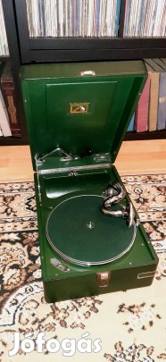 Ritkaság! Zöld, His Master' s Voice, gramofon, gramafon, lemezjátszó!