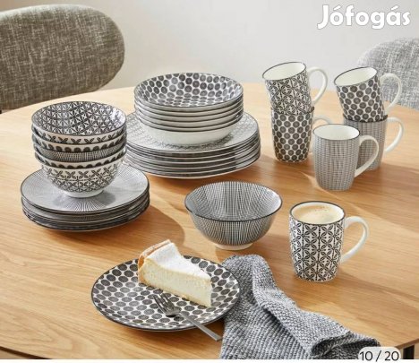 Ritzenhoff Takeo szett 30 részes étkészlet tányér fekete fehér