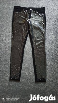 River Island fekete sztreccses farmer elől ezüst, fekete flitterekkel