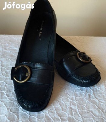 Roberto Santi olasz stílusú női fekete bőr félcipő/balerina