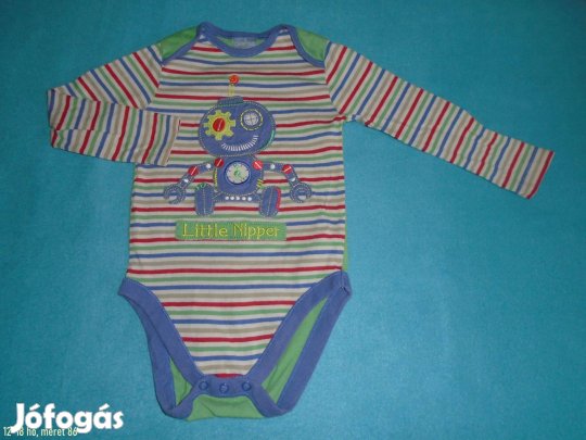 Robot mintás csíkos hosszú ujjú body 12-18 hó (méret 86)