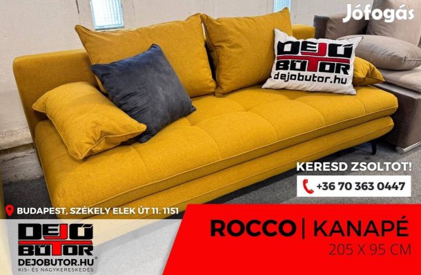 Rocco sárga rugós kanapé ülőgarnitúra 205x95cm ágyazható ágyneműtartós