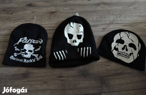 Rock koponyás halálfejes télisapka 3db