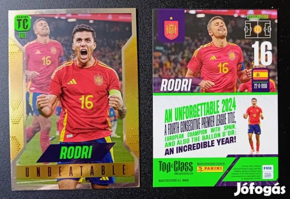 Rodri Spanyolország Unbeatable focis kártya Panini Top Class 2025