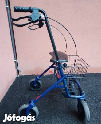 Rollátor új állapotban,olcsón!Sötétkék, széles ülőrésszel