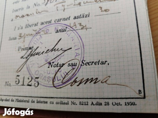Román Királyság régi útlevél a 1930-as évekből