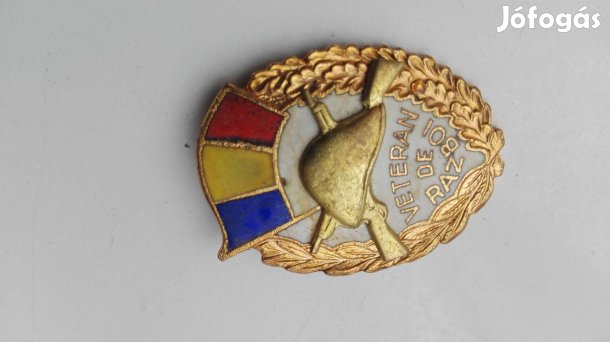 Román katonai Veterán régi aranyozott zománcos jelvény