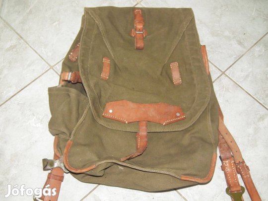 Román retró zöld valódi strapabíró katonai hátizsák hátitáska