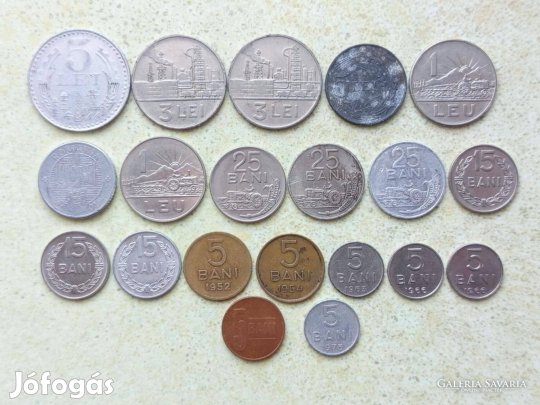 Románia 20 db Különböző Érme Bani és Lej Lei 1942-2008