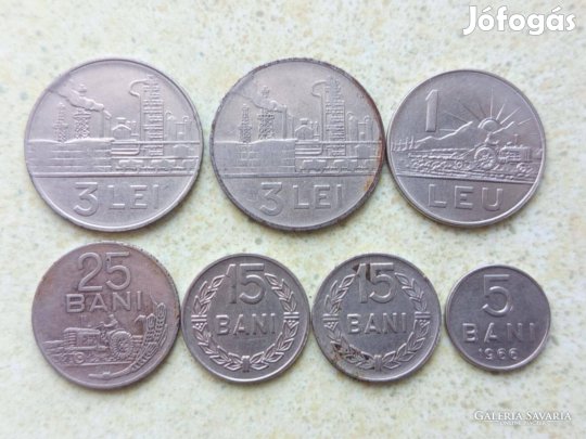 Románia 7 db Különböző Érme 5,15,25 Bani 1,3 Lej 1960-1966