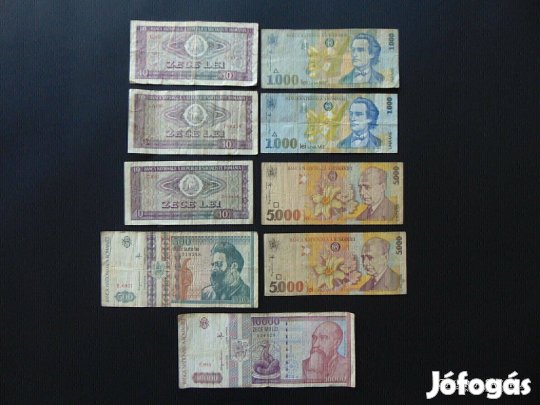 Románia 9 darab lei bankjegy