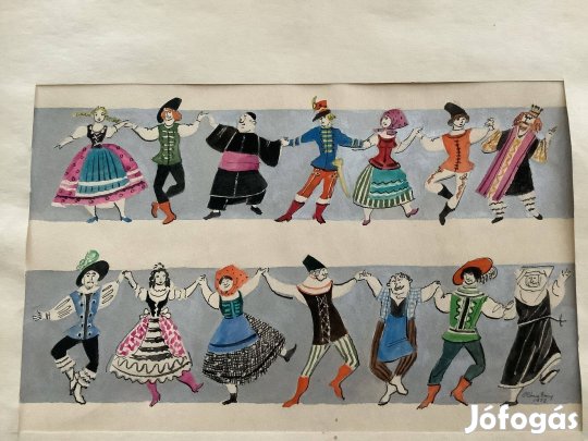 Róna Emy: Táncoló mesealakok eredeti festmény