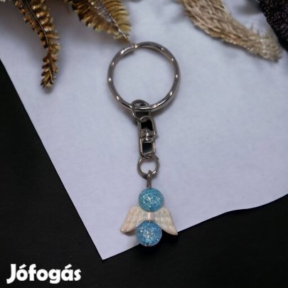 Roppantott kvarc kék angyal kulcstartó