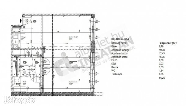 Röppentyű utca újépítésű nappali + 2 hálószobás