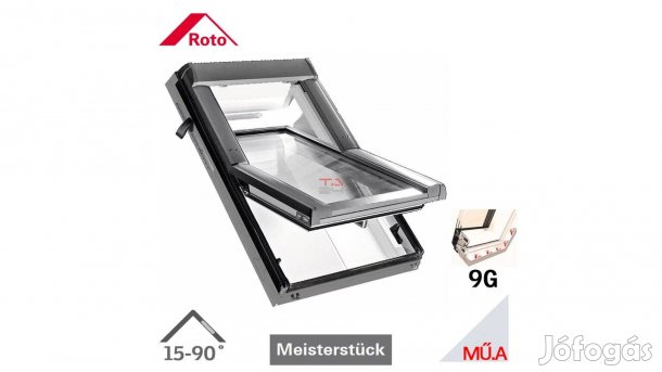 Roto 134x140 cm billenő tetőablak + burkolókeret sík cseréphez